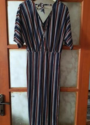 Интересное полосатое платье миди