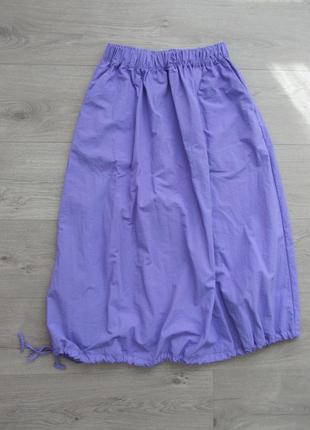 Фиолетовая - парашютная юбка-карго миди. плащевка. юбка тюльпан. на шнуровке.2 фото