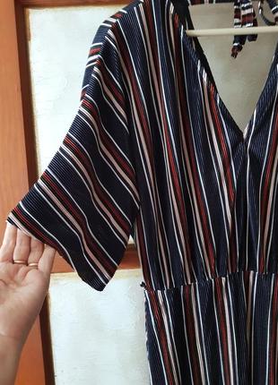 Интересное полосатое платье миди
