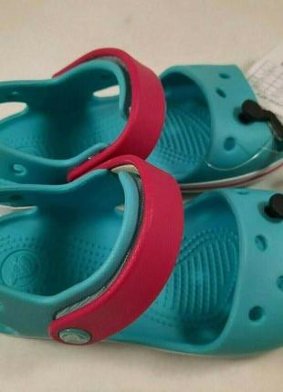 Крокс крокбенд сандалі голубі дитячі crocs crocband kids sandal pool/candy pink5 фото