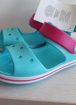 Крокс крокбенд сандалі голубі дитячі crocs crocband kids sandal pool/candy pink4 фото