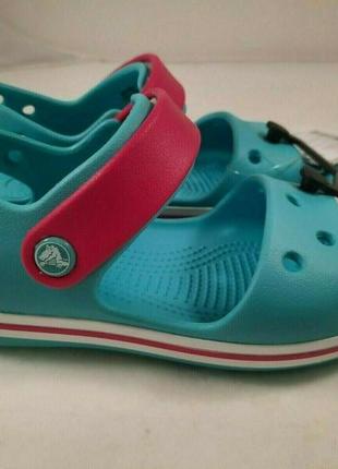 Крокс крокбенд сандалі голубі дитячі crocs crocband kids sandal pool/candy pink6 фото