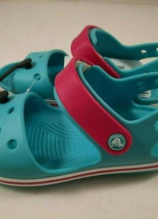 Крокс крокбенд сандалі голубі дитячі crocs crocband kids sandal pool/candy pink8 фото
