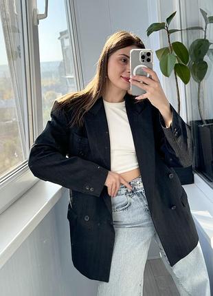 Темно сірий піджак з шерстю з чоловічого плеча 1+1=3