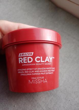Глиняна маска для очищення пор missha amazon red clay pore mask 110g5 фото