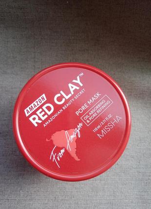 Глиняна маска для очищення пор missha amazon red clay pore mask 110g7 фото