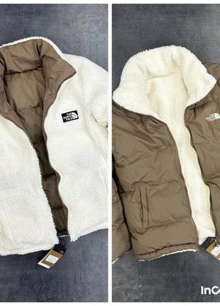 Мужская меховая двухсторонняя куртка пуховик the north face
