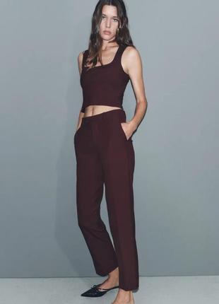Брюки жіночі бордові zara new