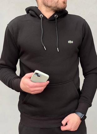 Зимняя мужская кофта худи на флисе lacoste