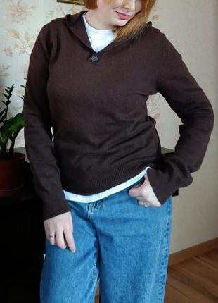 Свитер худи толстовка из шерсти с капюшоном