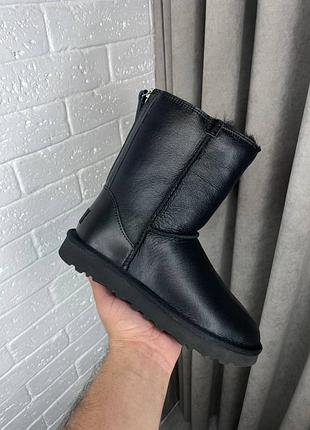 Розпродаж! уггі із натуральної шкіри ugg mini zip black leather