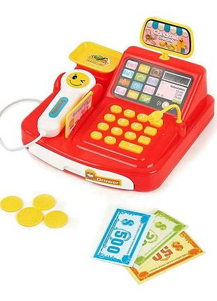 Іграшковий касовий апарат 777-21, на батарейках, сканер, гроші, світло, звук червоний