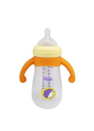 Бутылочка пластиковая с силиконовыми ручками mgz-0200(yellow) 260 мл