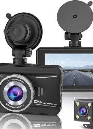 Автомобільна камера ibaye dash cam спереду та ззаду, 1080p full hd dual dashcam в автомобілі подвійна панель