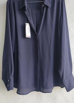 Нова темно синя сорочка, рубашка marks & spencer 16 р