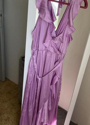 Праздничное атласное платье сарафан с рюшами shein3 фото