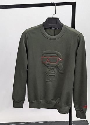 Хакі чоловічий світшот з принтом в стилі kenzo