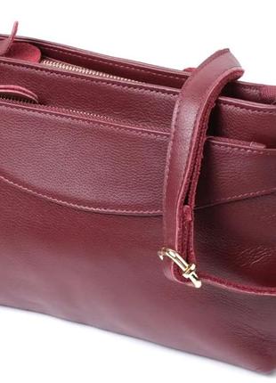Сумка на три відділення з натуральної шкіри vintage sale (марсала)