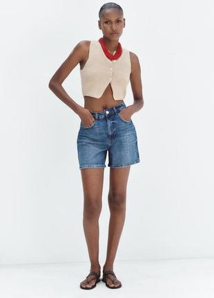 Шорты zara, шорты mom zara, z1975 denim mom-fit high-waist shorts2 фото