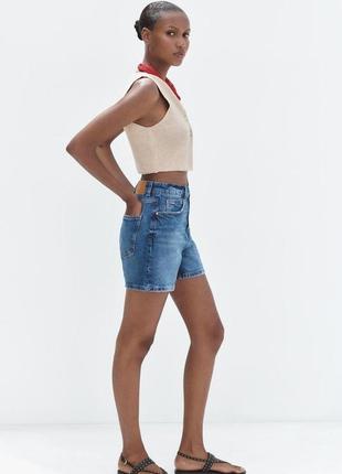 Шорты zara, шорты mom zara, z1975 denim mom-fit high-waist shorts3 фото