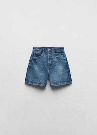 Шорты zara, шорты mom zara, z1975 denim mom-fit high-waist shorts4 фото