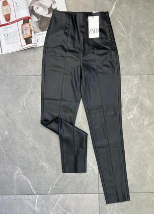 Кожаные брюки zara черные брюки из екко кожи zara