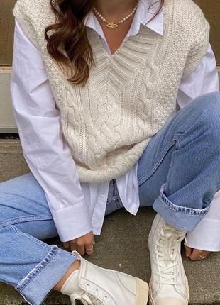 Жилетка белая молочная h&m
