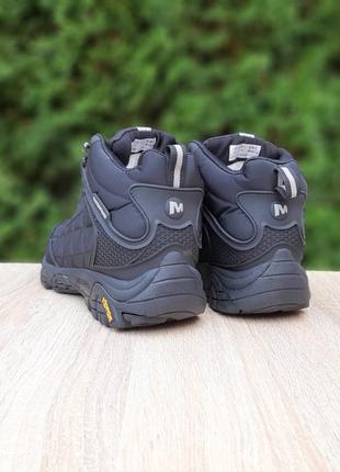 Кроссовки теплые merrell tracking высокие черные с белым