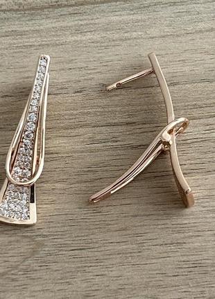 Серебряные серьги с позолотой 585 проба