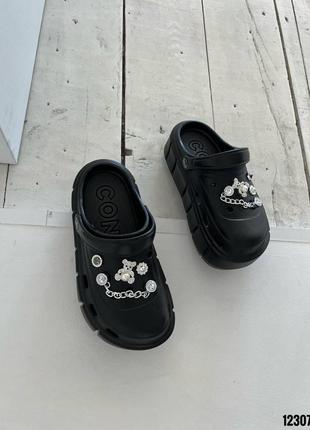 Крокси чорні на платформі крокси на високій підошві9 фото