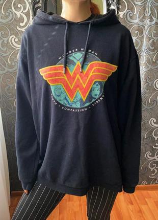 🖤батник котоновый с капюшоном, худи чудо-женщина wonder woman, мерч dc comics большой размер
