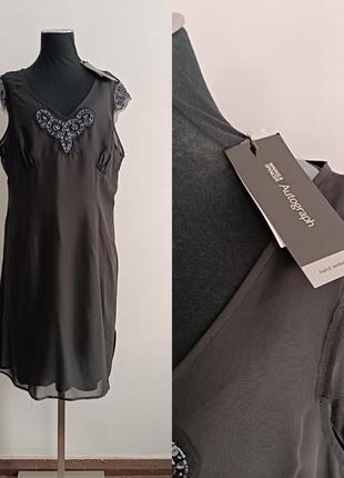Платье вечернее нарядное в бельевой стиле с вышивкой бисером autograph marks&spencer, 18/l