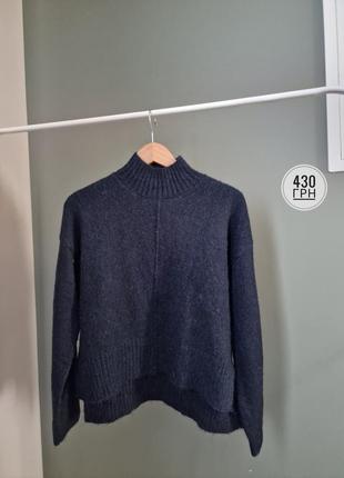 Теплый темно синий свитер primark шерсть