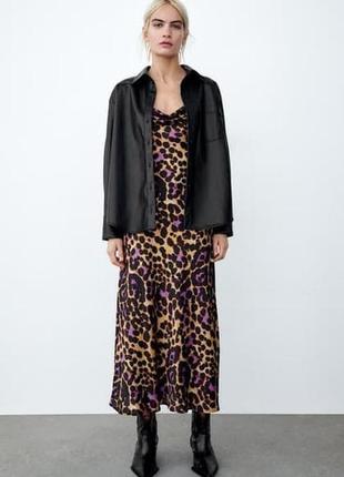 Сатиновое платье zara миди в бельевом стиле s