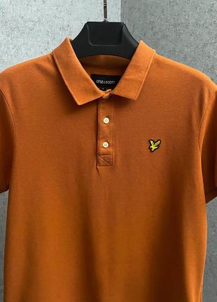 Оранжевая футболка поло от бренда lyle&scott3 фото