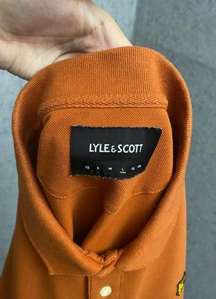Оранжевая футболка поло от бренда lyle&scott5 фото