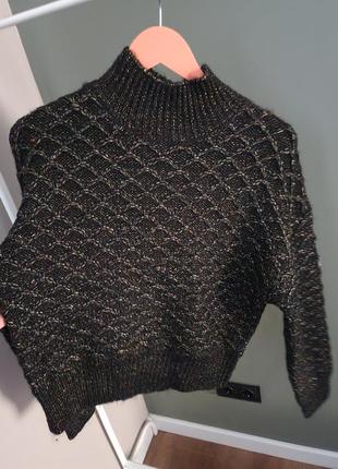 Светр теплий чорний з люрексом primark