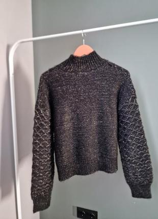 Светр теплий чорний з люрексом primark