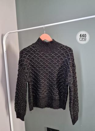Свитер теплый черный с люрексом primark