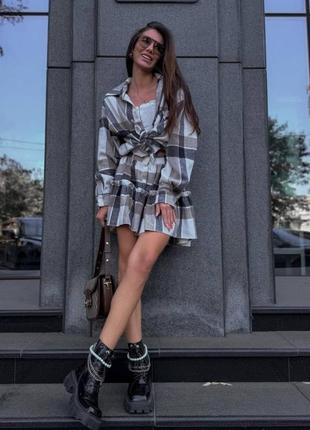 Стильний та романтичний осінній образ 🍂кашемір преміум якість 🥰 сорочка та об'ємна спідниця, костюм зі спідницею, сорочка клітинка