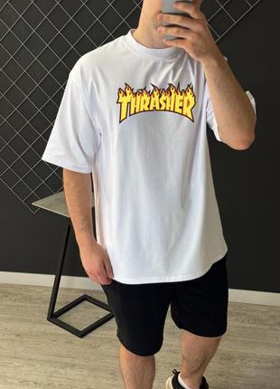 Футболка оверсайз thrasher біла s-xxl