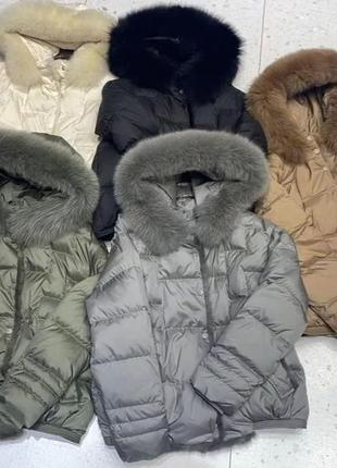 Куртка пуховая с капюшоном и натуральным мехом5 фото