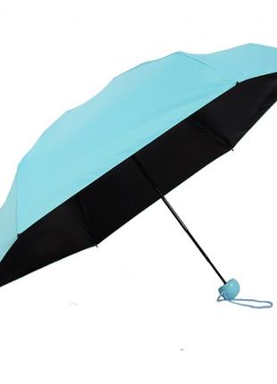 Компактный зонтик в капсуле-футляре голубой, маленький зонт в капсуле. цвет: голубой10 фото