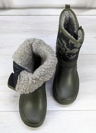 Сапоги мужские пена зимние на липучках темно-зеленые с пикселем dago 3510