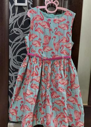 Пышное платье с розовым фламинго tu 7-10 лет