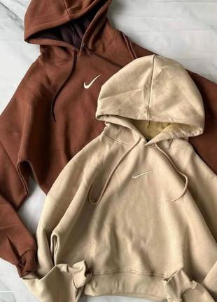 Укороченный объемный худи с капюшоном оверсайз кроя из качественной ткани бежевый терракотовый стильный трендовый