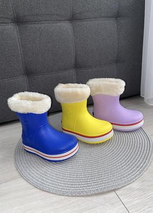 Дитячі гумові чоботи утеплені 22-36 (детские резиновые сапоги)крокс crocs