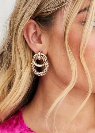 Массивные роскошные золотые серьги новые объемные ретро old money