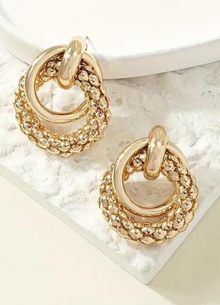 Массивные роскошные золотые серьги новые объемные ретро old money