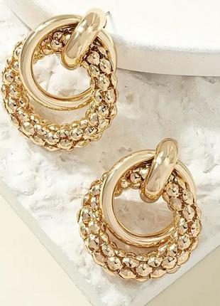 Массивные роскошные золотые серьги новые объемные ретро old money